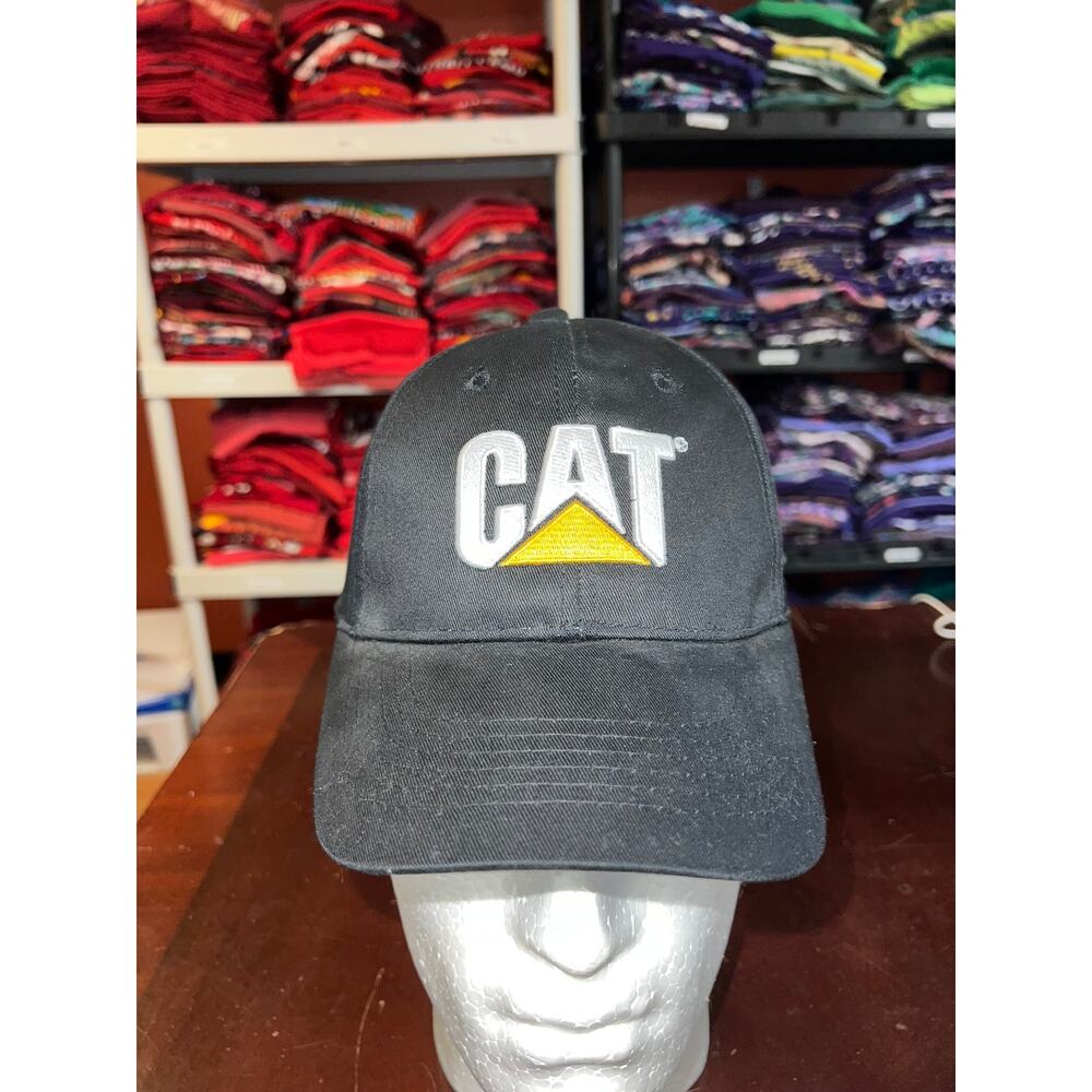 Vintage Cat Hat Caterpillar Wagner Rents Black Yellow Headwear